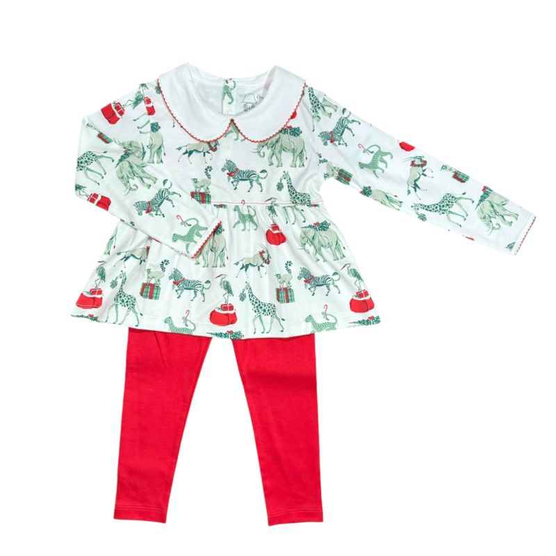 Heyward House Heyward House Play Shirt & Leggings - Christmas Safari