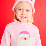 Mud Pie Mud Pie Pink Santa Rollneck Sweater