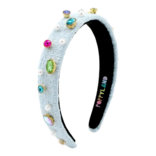 Poppyland Poppyland Light Blue Tweed Bejeweled Headband