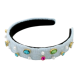 Poppyland Poppyland Light Blue Tweed Bejeweled Headband