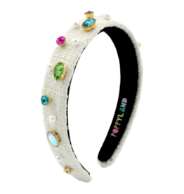Poppyland Poppyland Ivory Tweed Bejeweled Headband