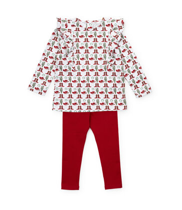 Lila + Hayes Lila + Hayes Olive Legging Set - Cowboy Christmas