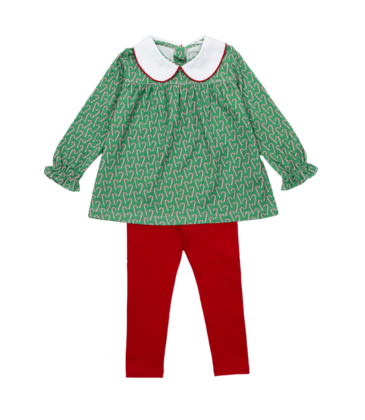 Lila + Hayes Lila + Hayes Morgan Legging Set - Candy Cane Lane