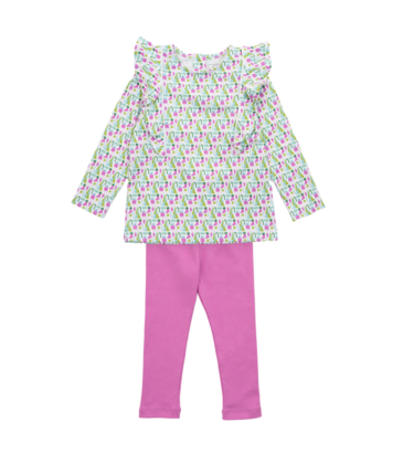 Lila + Hayes Lila + Hayes Olive Legging Set - Mod Holiday Pink
