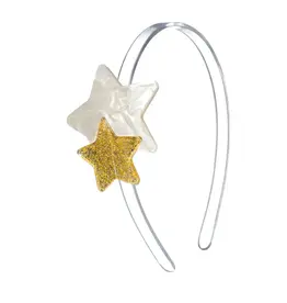 Lilies & Roses Star Glitter Gold Pearl White Headband