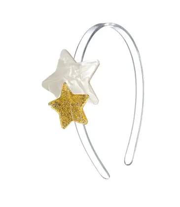Lilies & Roses Star Glitter Gold Pearl White Headband
