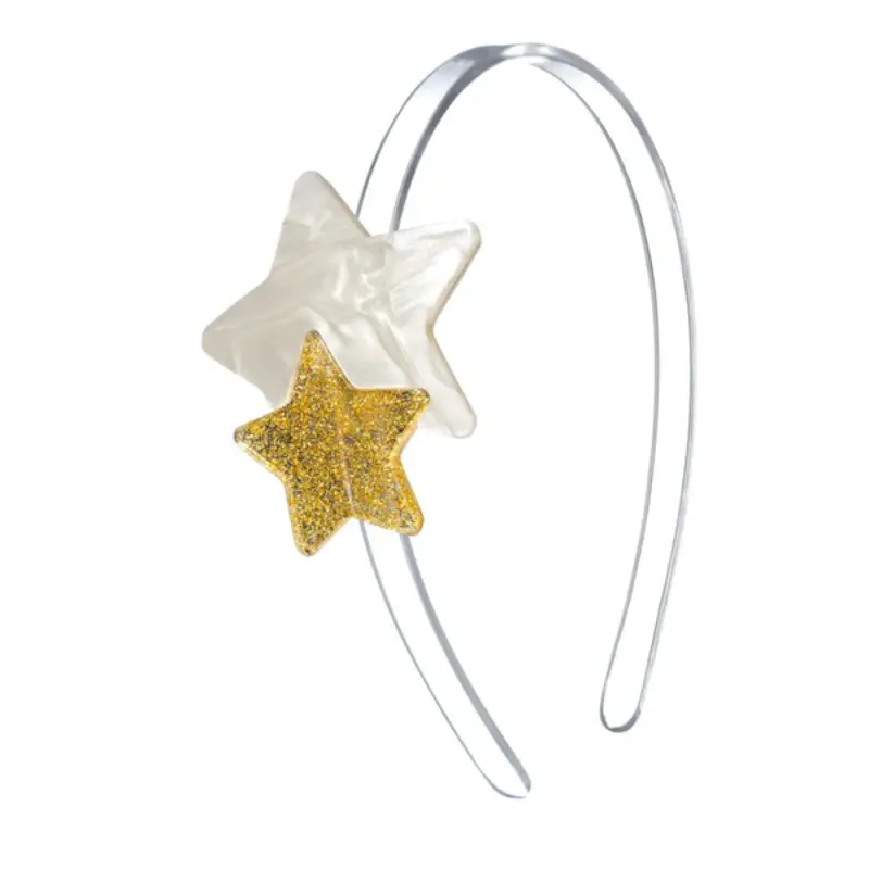 Lilies & Roses Star Glitter Gold Pearl White Headband