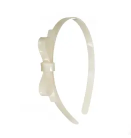 Lilies & Roses Thin Bow Pearl White Headband