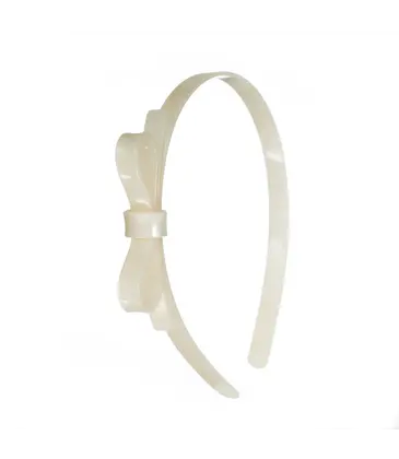 Lilies & Roses Thin Bow Pearl White Headband