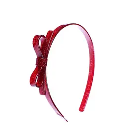 Lilies & Roses Thin Bow Glitter Red Headband