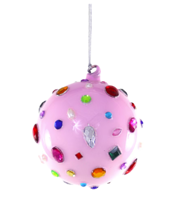 Cody Foster & Co Pink Glittering Magpie Bauble Ornament