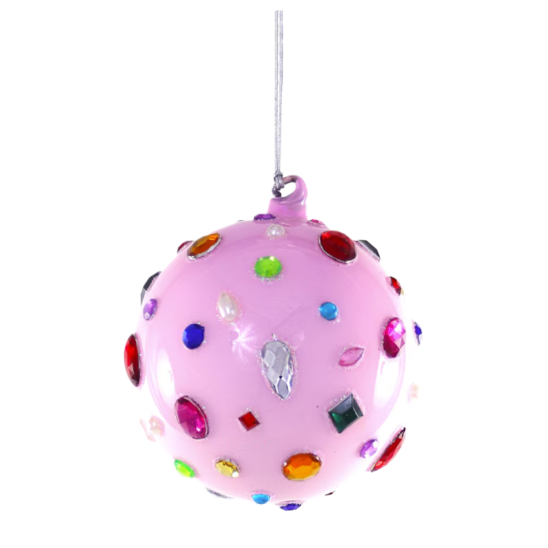Cody Foster & Co Pink Glittering Magpie Bauble Ornament