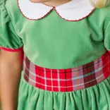 The Beaufort Bonnet Company TBBC Cindy Lou Velveteen Sash Dress - KKG/Wilson Pier Plaid