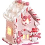 Raz Imports 4.25" Lighted Pink Gingerbread House Ornament - Snowman