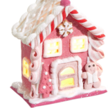 Raz Imports 4.25" Lighted Pink Gingerbread House Ornament - Gingerbread Man