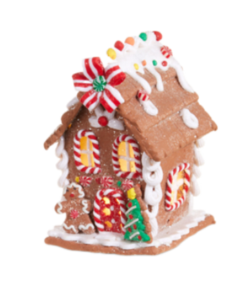 Raz Imports 5.5" Lighted Gingerbread House - Gingerbread