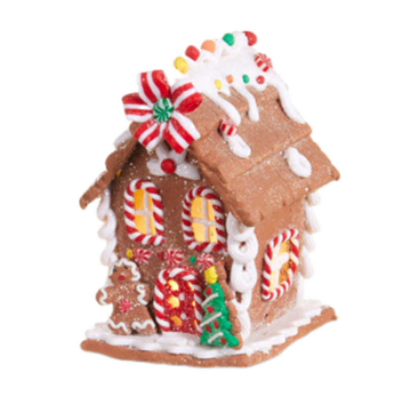 Raz Imports 5.5" Lighted Gingerbread House - Gingerbread