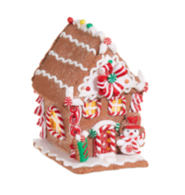 Raz Imports 5.5" Lighted Gingerbread House - Snowman