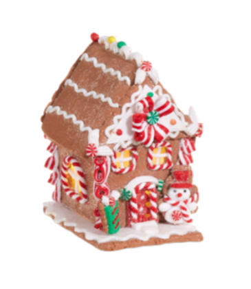 Raz Imports 5.5" Lighted Gingerbread House - Snowman