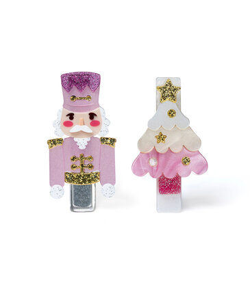 Lilies & Roses Nutcracker Tree Pink Hair Clips