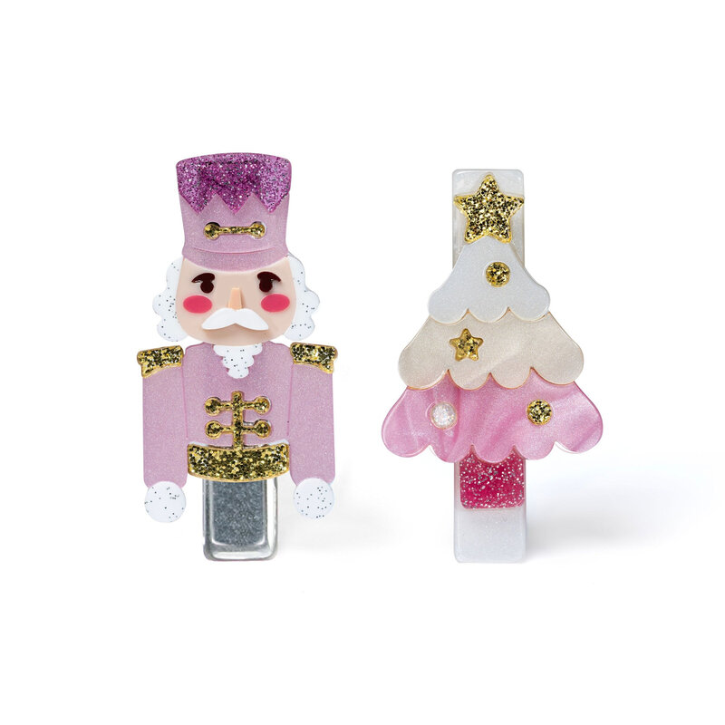 Lilies & Roses Nutcracker Tree Pink Hair Clips