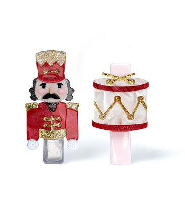Lilies & Roses Nutcracker Drum Red Hair Clips