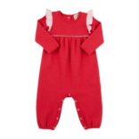 The Beaufort Bonnet Company TBBC Leigh Ann Angel Sleeve Romper - Richmond Red/Palm Beach Pink