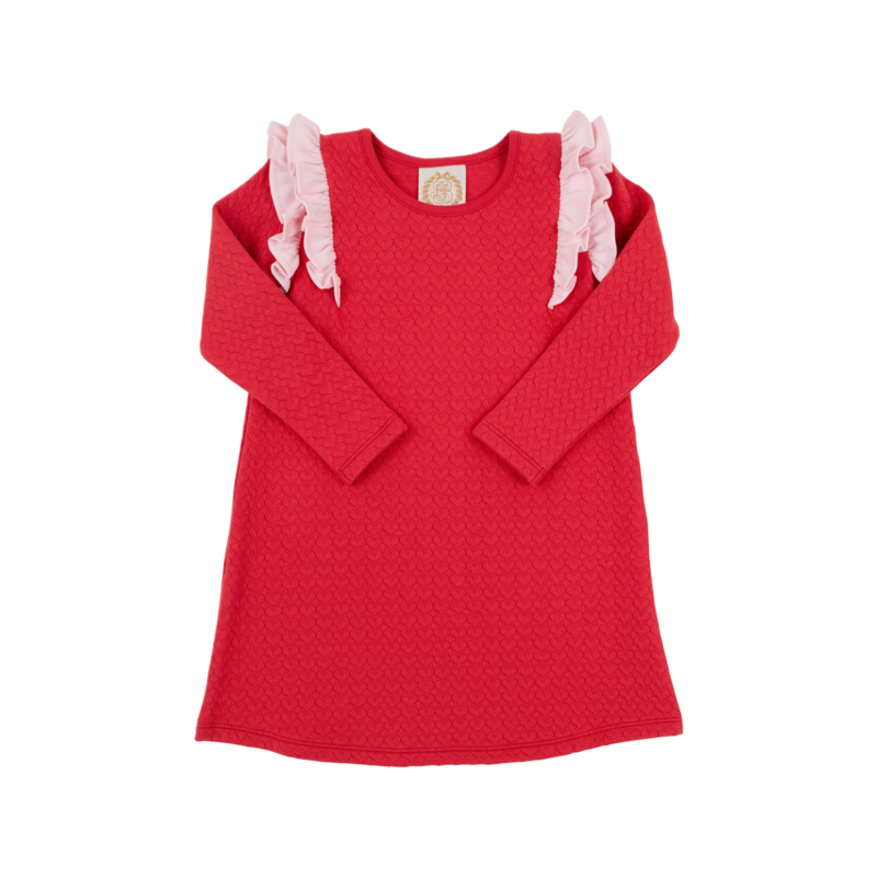 The Beaufort Bonnet Company TBBC Ruehling Ruffle Dress - Richmond Red/Palm Beach Pink