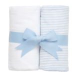 3 Marthas 3 Marthas Blue/White Seersucker Stripe Set of Two Burp Cloths