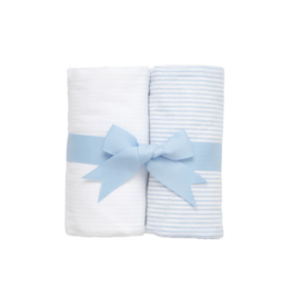 3 Marthas 3 Marthas Blue/White Seersucker Stripe Set of Two Burp Cloths