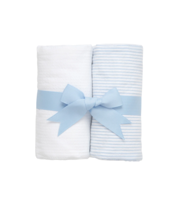 3 Marthas 3 Marthas Blue/White Seersucker Stripe Set of Two Burp Cloths