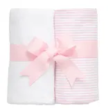 3 Marthas 3 Marthas Pink/White Seersucker Stripe Set of Two Burp Cloths