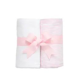 3 Marthas 3 Marthas Pink/White Seersucker Stripe Set of Two Burp Cloths