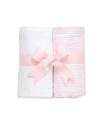 3 Marthas 3 Marthas Pink/White Seersucker Stripe Set of Two Burp Cloths