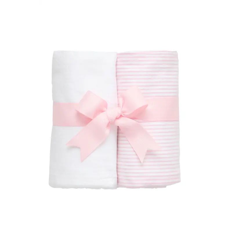 3 Marthas 3 Marthas Pink/White Seersucker Stripe Set of Two Burp Cloths