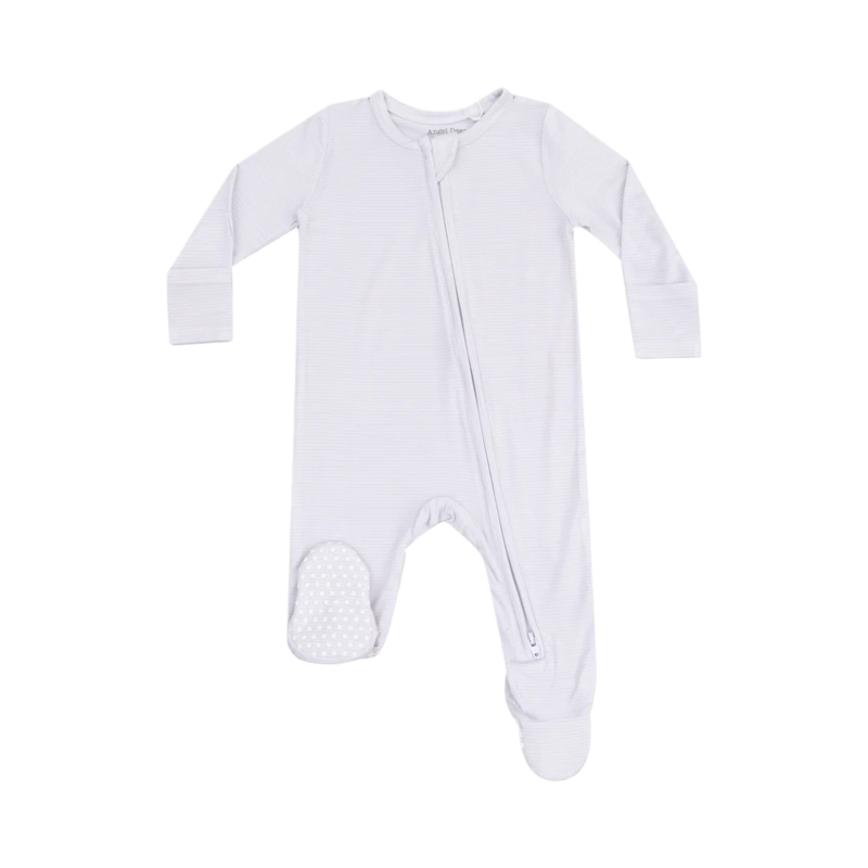 Angel Dear Angel Dear Zipper Footie - Stripe Classic Grey