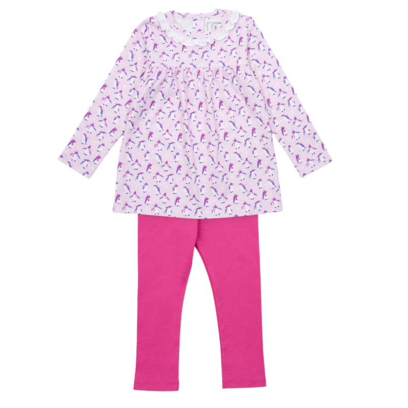 Lila + Hayes Lila + Hayes Ivy Legging Set - Penguin Party Pink