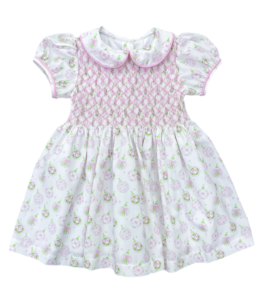 James & Lottie James & Lottie Pink Ornaments Everly Smocked Dress