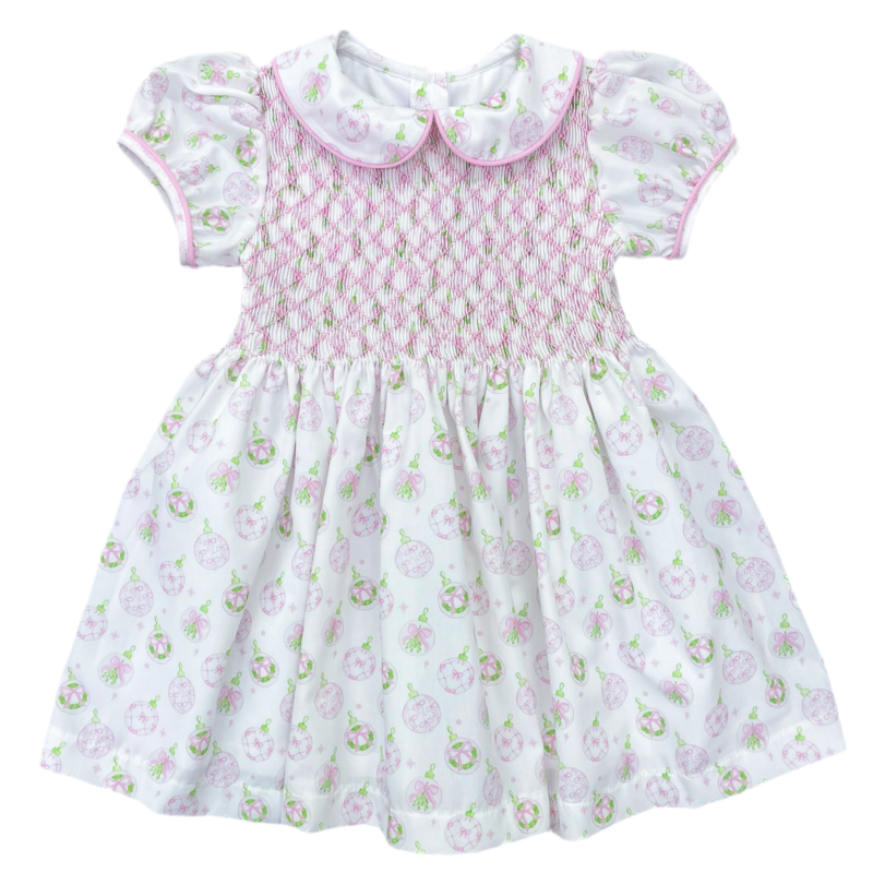 James & Lottie James & Lottie Pink Ornaments Everly Smocked Dress