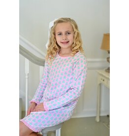 James & Lottie James & Lottie Pink Gingham Christmas Tree Lounge Dress