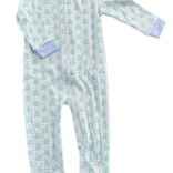 James & Lottie James & Lottie Blue Gingham Christmas Tree Zip Up Jammies