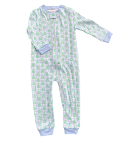 James & Lottie James & Lottie Blue Gingham Christmas Tree Zip Up Jammies