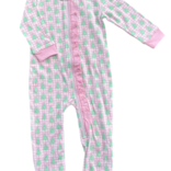 James & Lottie James & Lottie Pink Gingham Christmas Tree Zip Up Jammies