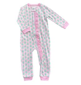 James & Lottie James & Lottie Pink Gingham Christmas Tree Zip Up Jammies