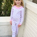 James & Lottie James & Lottie Pink Gingham Christmas Tree Two Piece Jammies