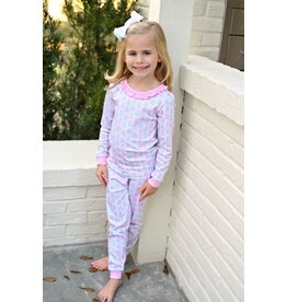 James & Lottie James & Lottie Pink Gingham Christmas Tree Two Piece Jammies