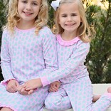 James & Lottie James & Lottie Pink Gingham Christmas Tree Two Piece Jammies