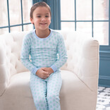 James & Lottie James & Lottie Blue Gingham Christmas Tree Two Piece Jammies