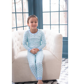 James & Lottie James & Lottie Blue Gingham Christmas Tree Two Piece Jammies