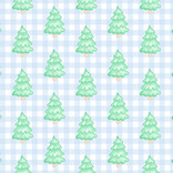 James & Lottie James & Lottie Blue Gingham Christmas Tree Two Piece Jammies
